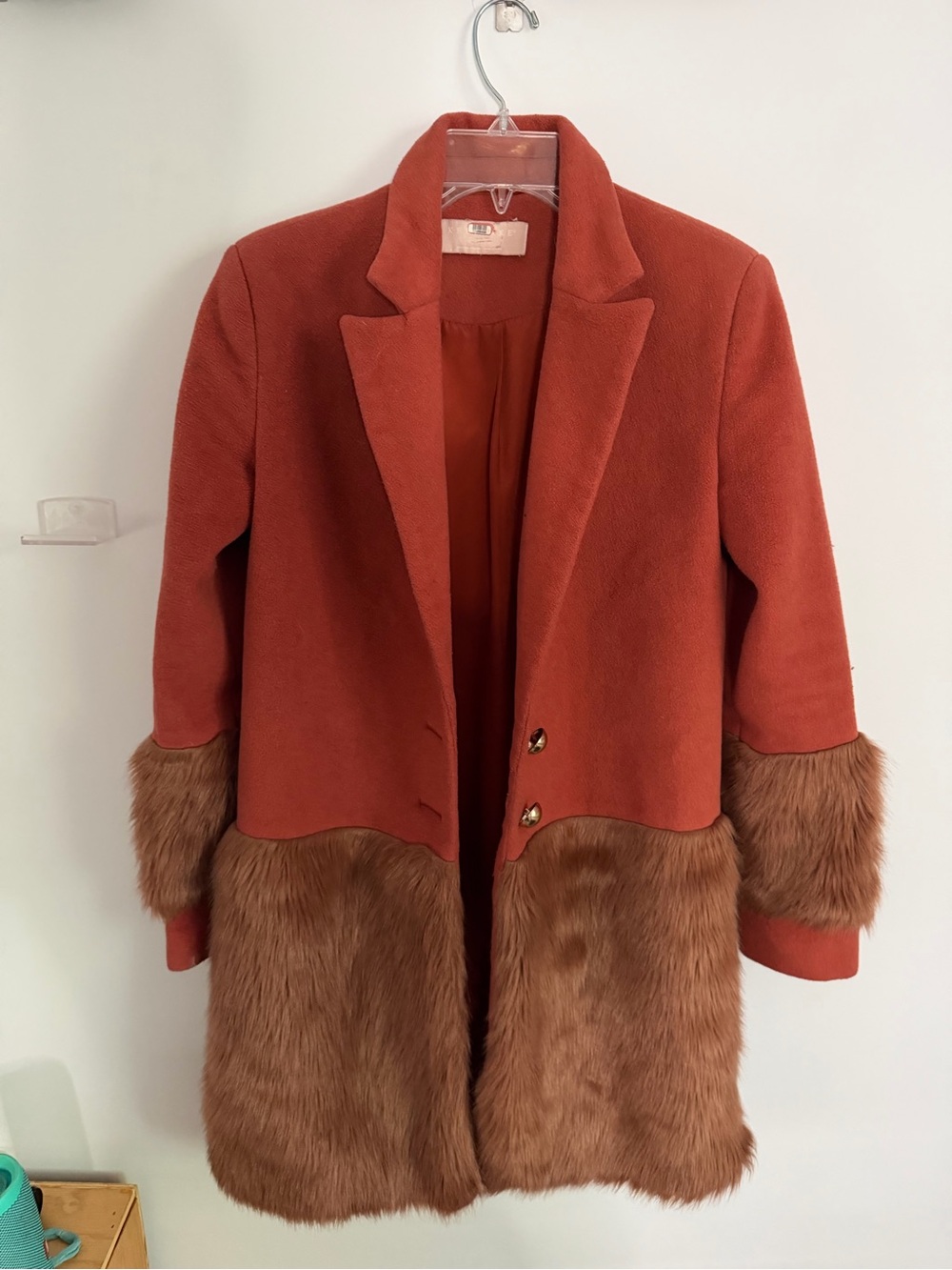 Keepsake the Label Anthropologie Shallows Faux Fur Terracotta Coat